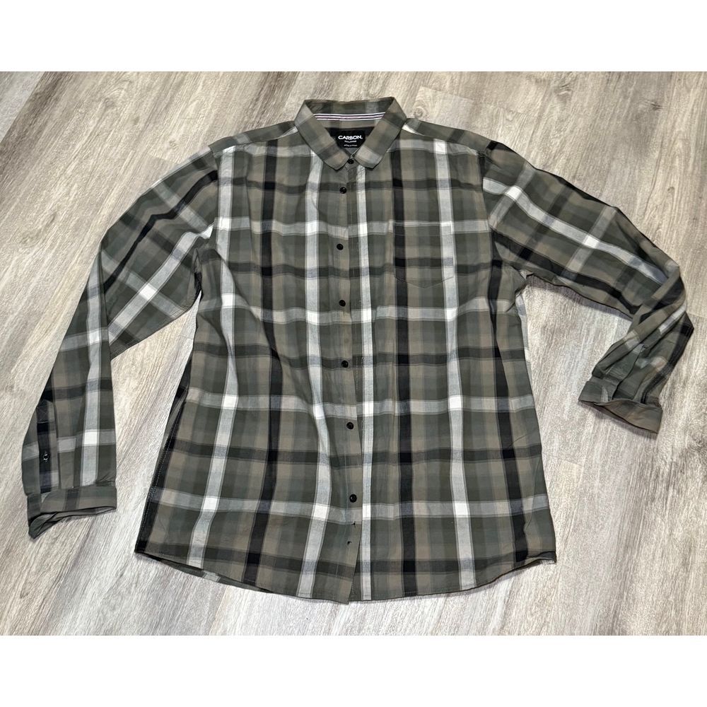 Carbon XXL men's button down handsome flannel‎ long sleeve shirt